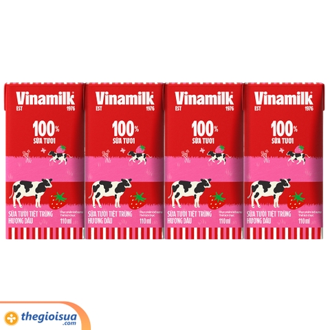 Sữa tươi tiệt trùng Vinamilk 100% Hương Dâu 110ml
