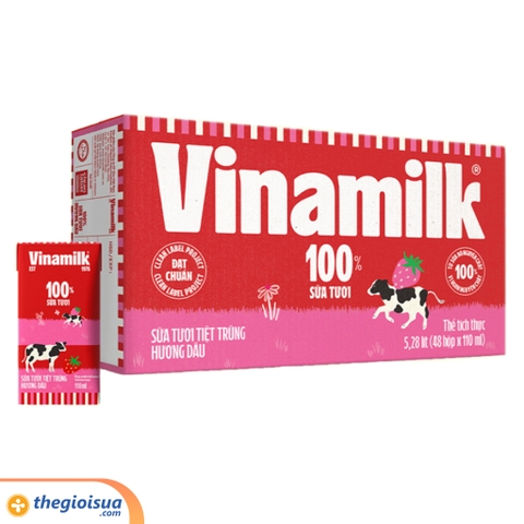Sữa tươi tiệt trùng Vinamilk 100% Hương Dâu 110ml