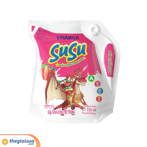 Sữa chua uống tiệt trùng hương dâu Susu túi 110ml
