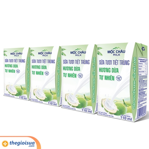 Sữa tươi tiệt trùng Mộc Châu Dừa 4x110ml