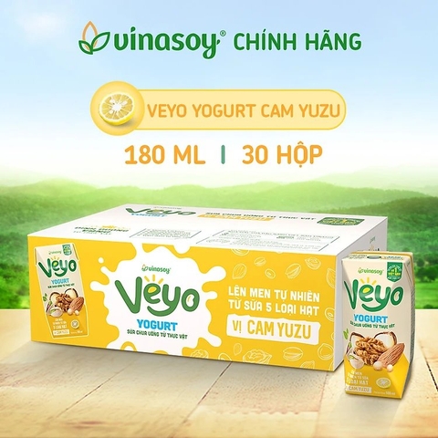 Sữa chua uống Veyo Yogurt vị cam yuzu 180ml - Lốc 3 hộp, thùng 10 lốc