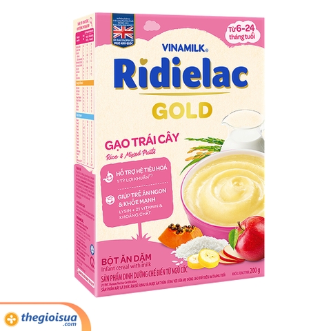 Bột ăn dặm Ridielac Gold Gạo Trái Cây hộp giấy 200g