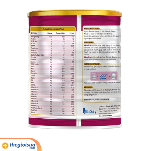 Sữa Gluvita Gold 900g - Thực phẩm dùng cho chế độ ăn đặc biệt