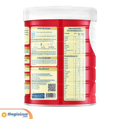 Sữa bột Nuti Grow PLUS đỏ 2+ 850g (từ 2 tuổi)