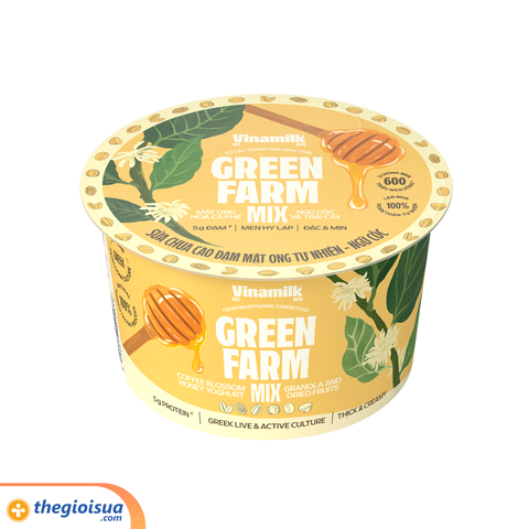 Sữa chua ăn cao đạm mật ong tự nhiên ngũ cốc VNM Greenfarm - hộp Flip cup 123g