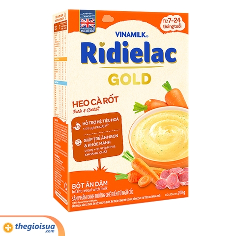 Bột ăn dặm Ridielac Gold Heo cà rốt hộp giấy 200g