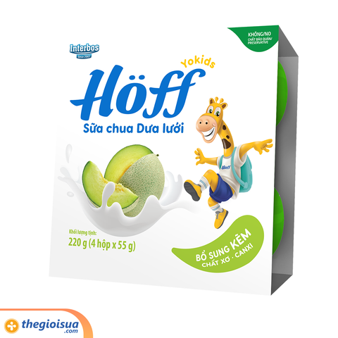 Sữa chua hoa quả Hoff Vị Dưa Lưới 4 hộp x 55g