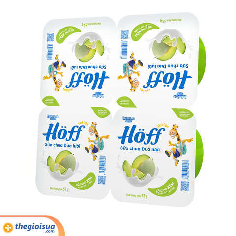 Sữa chua hoa quả Hoff Vị Dưa Lưới 4 hộp x 55g