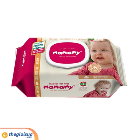 Giấy ướt Mamamy có mùi 80 tờ nắp nhựa