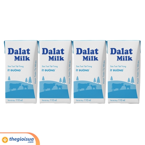 Sữa tươi tiệt trùng ít đường Dalatmilk 4x110ml