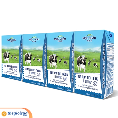 Sữa tươi tiệt trùng Mộc Châu ít đường 4x110ml