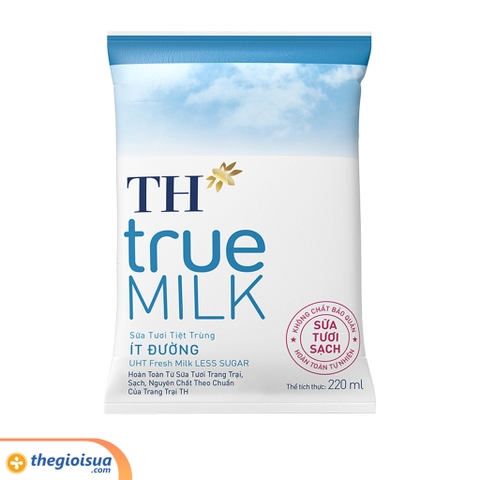 Sữa tươi tiệt trùng TH ít đường bịch 220ml