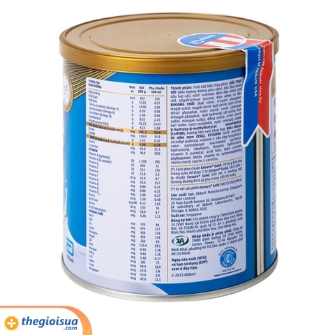 Abbott Ensure Gold ít ngọt Vanilla 380g ( Beta Glucan) mẫu mới