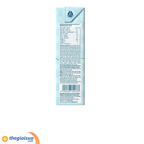 Sữa hạt cao đạm không đường Vinamilk 180ml