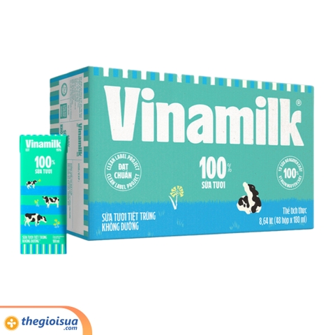 Sữa tươi 100% tiệt trùng Vinamilk không đường 4x180ml