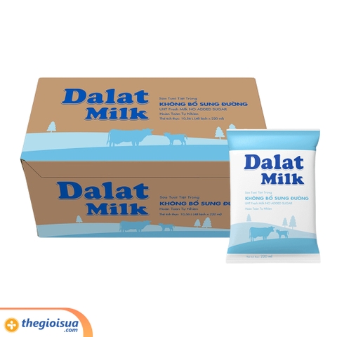Sữa tươi tiệt trùng không đường Dalatmilk 220ml