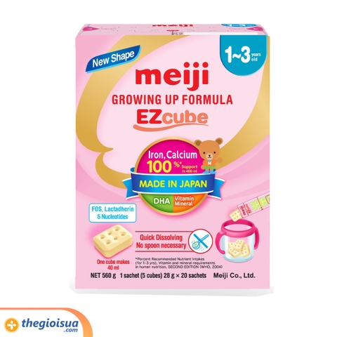 Meiji 1-3 years old Growing up Formula Ezcube 560g Thanh (28gr*20)