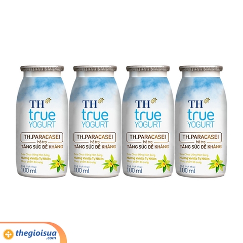 Sữa chua uống men sống TH True Yogurt Hương Vani lốc 4x100ml