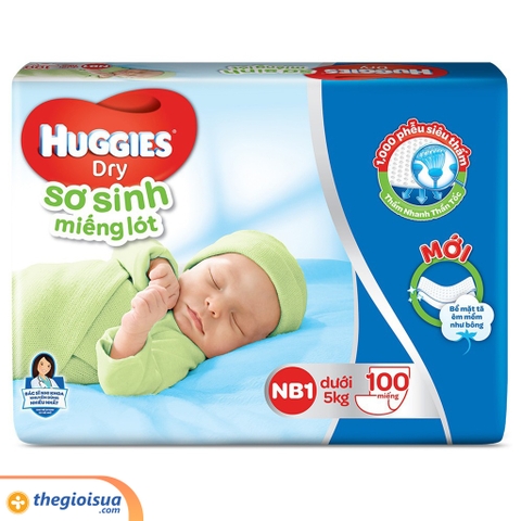 Miếng lót sơ sinh Huggies Dry NB1 - 100 miếng