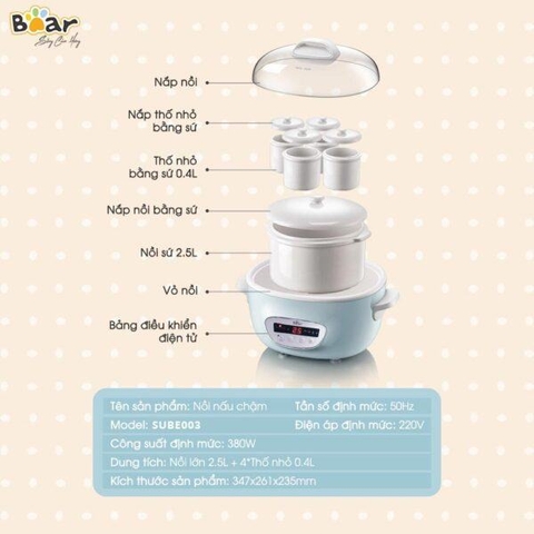 Nồi nấu chậm Bear 2.5L SUBE003