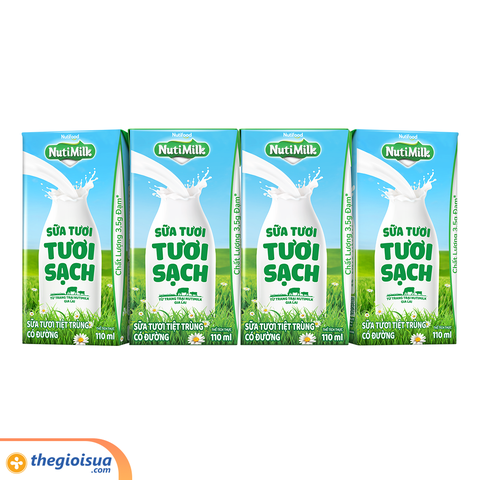 Sữa Tươi tiệt trùng Nutimilk tươi sạch có đường 110ml