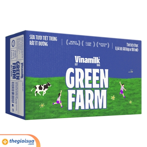 Sữa tươi tiệt trùng rất ít đường Vinamilk Green Farm 180ml
