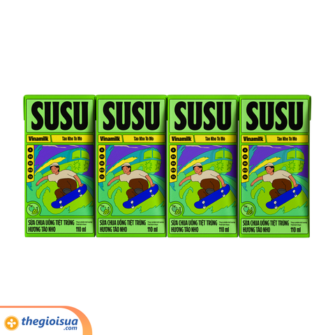 Sữa chua uống tiệt trùng hương Táo nho Susu 110ml