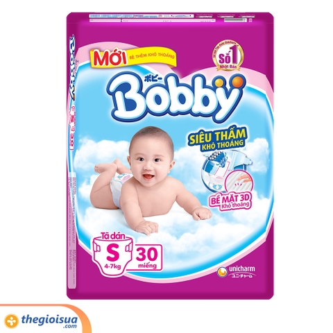 Tã dán Bobby Siêu Thấm size S 30 miếng