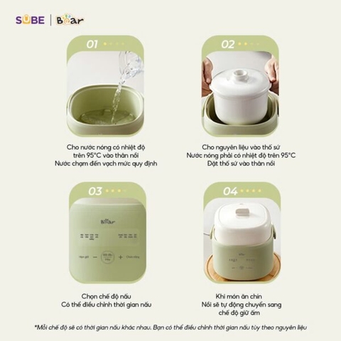 Nồi nấu chậm 1.0L Bear SC-4H10E
