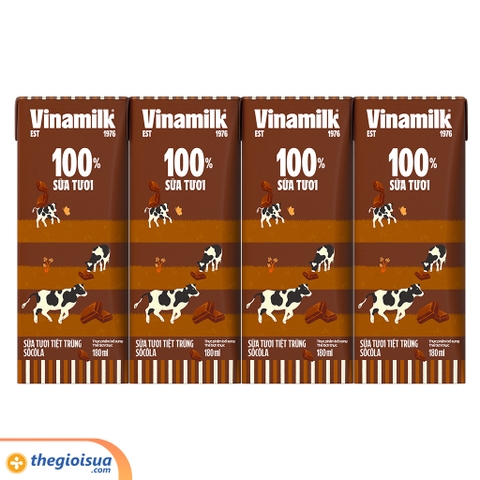 Sữa tươi tiệt trùng Vinamilk 100% Socola lốc 4x180ml