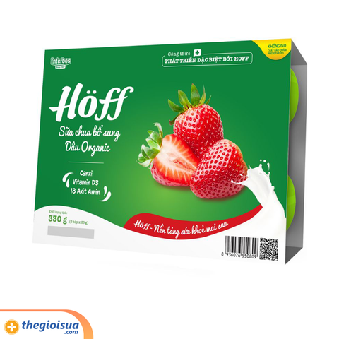 Sữa chua trái cây Hoff vị Dâu Organic 55g - 6 hộp