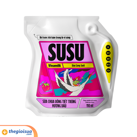 Sữa chua uống tiệt trùng hương dâu Susu túi 110ml