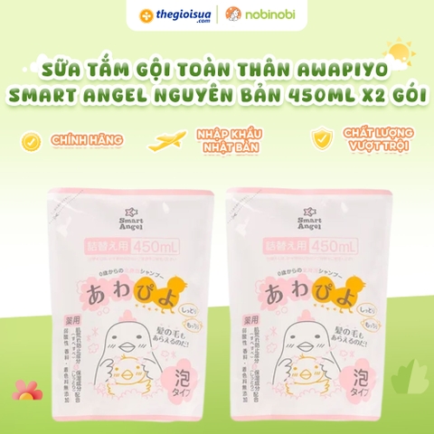 Sữa tắm gội toàn thân Awapiyo Smart Angel nguyên bản 450ml x2 gói