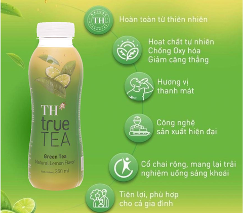 Trà xanh vị chanh tự nhiên TH True Tea 350ml