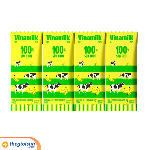 Sữa tươi tiệt trùng Vinamilk giảm béo vị Chuối 180ml