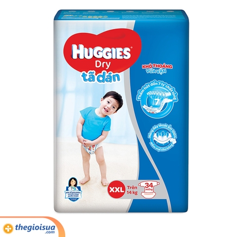 Tã dán Huggies Dry size XXL 34 miếng