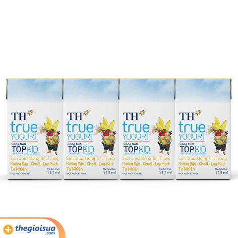Sữa chua uống TH True Yogurt Topkid hương dâu chuối lúa mạch 110ml