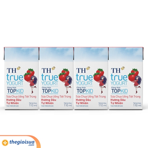 Sữa chua uống TH True Yogurt Topkid hương dâu 110ml