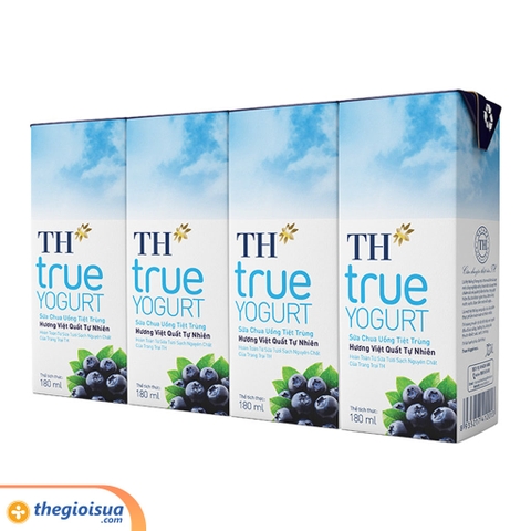 Sữa chua uống tiệt trùng TH Việt Quất 180ml (Lốc 4 hộp)