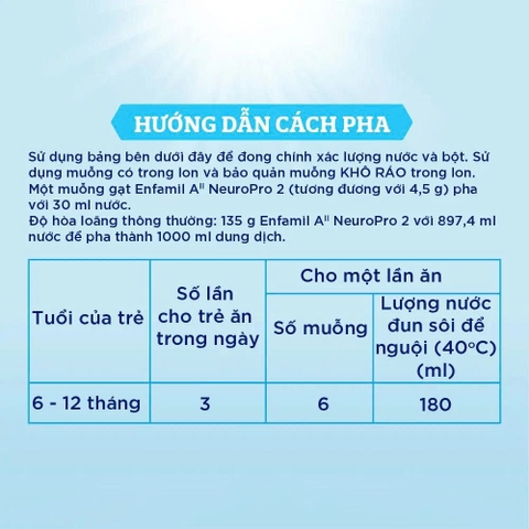 Sữa Enfamil A2 NeuroPro số 2 800g (Infant Formula, 6-12 tháng)