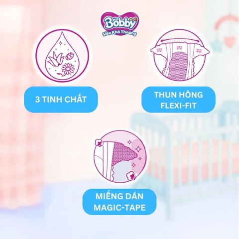 Tã dán Bobby Siêu Thấm - Khô Thoáng size S80 (4-8kg)