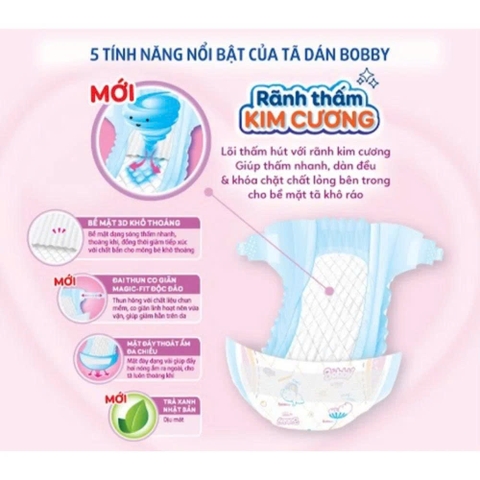 Tã dán Bobby Siêu Thấm - Khô Thoáng size XS70 (Dưới 5kg)
