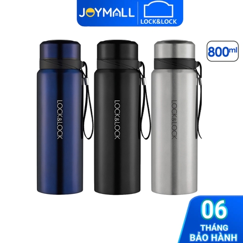 Bình giữ nhiệt Lock&Lock 800ml LHC6180 Vacuum Bottle - Hàng chính hãng, có khay lưới lọc trà, dây treo xách - JoyMall