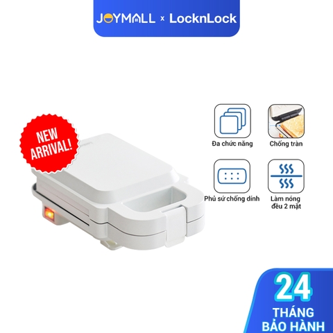 Máy kẹp nướng bánh Bianco LocknLock EJB126IVY, Hàng chính hãng, Làm nóng 2 mặt, Phủ men sứ, có tay cầm - JoyMall
