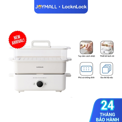 Nồi lẩu đa năng 4.5L Bianco LocknLock EJP154IVY, Hàng chính hãng, Phủ sứ chống dính, tay cầm cách nhiệt - JoyMall