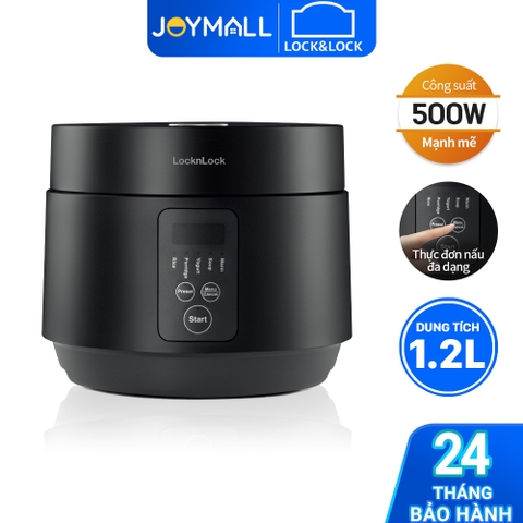 Nồi cơm điện LocknLock Compact Rice Cooker 1.2L EJR346BLK - Hàng chính hãng có 5 chế độ nấu, dây điện tháo rời - JoyMall