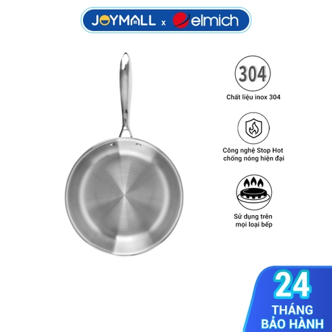 Chảo inox 3 lớp Trimax Elmich EL-3846 26cm, Hàng chính hãng, Công nghệ Stop Hot, dùng được mọi loại bếp - JoyMall