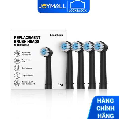 Bộ 4 đầu bàn chải điện LocknLock ENR626BLK_RB màu đen - Hàng chính hãng - JoyMall