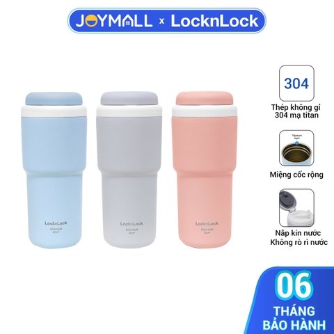 Ly giữ nhiệt LocknLock 480ml Macaron First Tumbler Titan LHC3291, Hàng chính hãng, thép không gỉ 304 mạ titan, mở 1 chạm-JoyMall