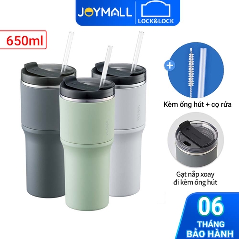 Ly giữ nhiệt Lock&Lock 650ml LHC4277S Metro Drive - Hàng chính hãng, kèm ống hút cọ rửa, thiết kế nắp xoay - JoyMall